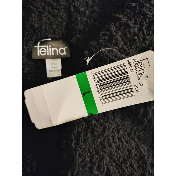 Felina Black Denali Leggings Size Large w/Leopard Print Bow - Picture 5 of 5